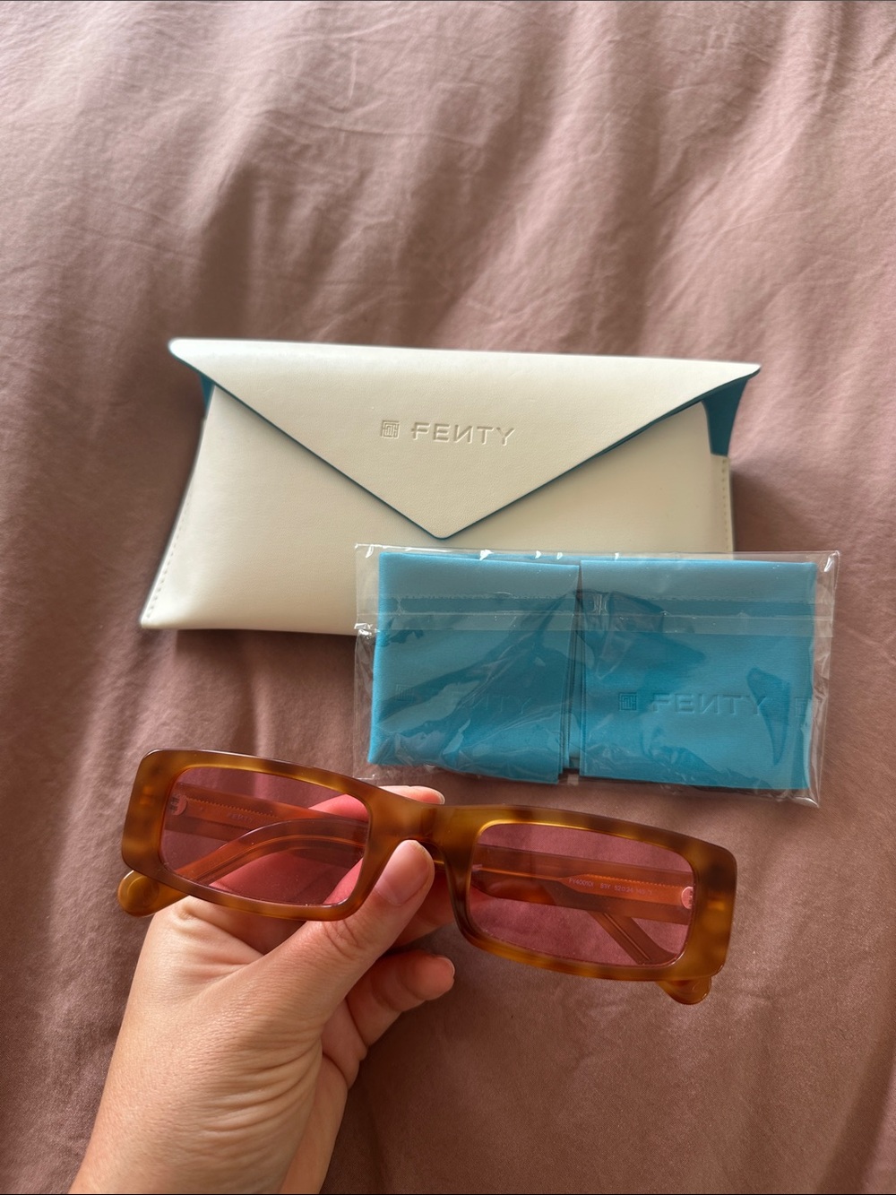 Fenty Beauty Tortoiseshell Frame Sunglasses with Pink Lenses